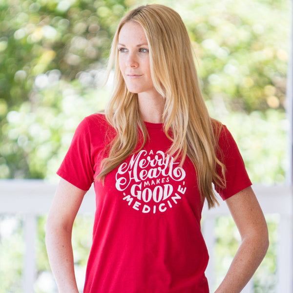 A Merry Heart Women's Short Sleeve T-Shirt in Apple Red