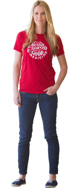 A Merry Heart Women's Short Sleeve T-Shirt in Apple Red
